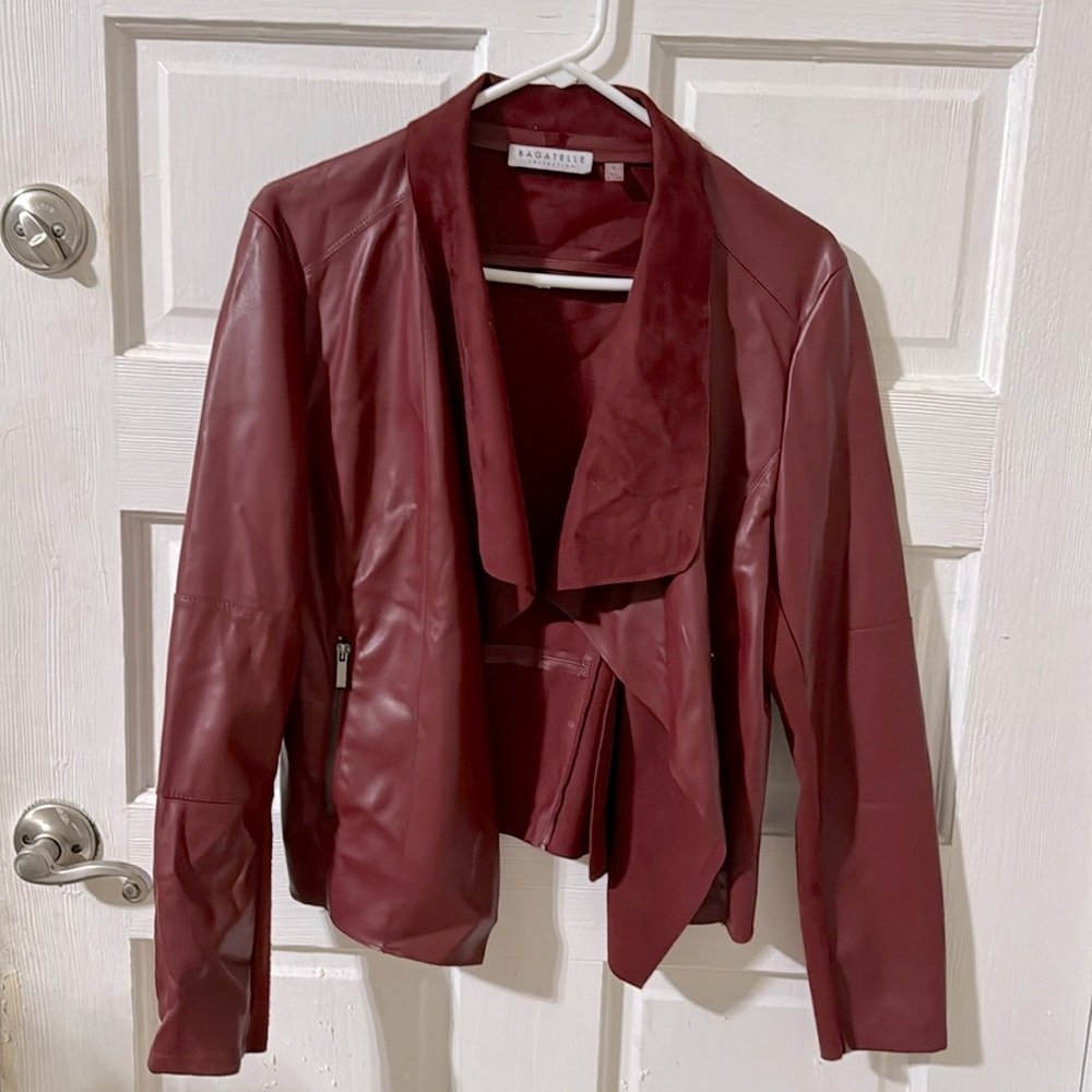 Bagatelle Open Front Faux Leather Jacket